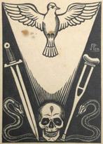 J.Franken Pzn. (Den Haag 1896-1977) Houtsnede ‘Oorlog en vre, Antiek en Kunst, Kunst | Etsen en Gravures, Verzenden