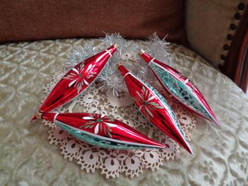 4 Vintage Glazen Kerstballen / Pegels ** Mimosa ** beschikbaar voor biedingen