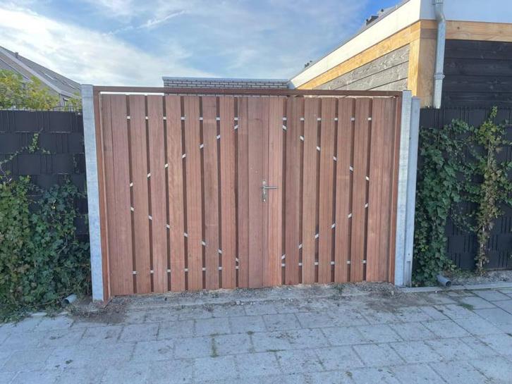 Trespa voor dubbele poort en loopdeur, Tuin en Terras, Tuinpoorten, Nieuw, Draaipoort, Composiet, 150 tot 200 cm, 200 cm of meer