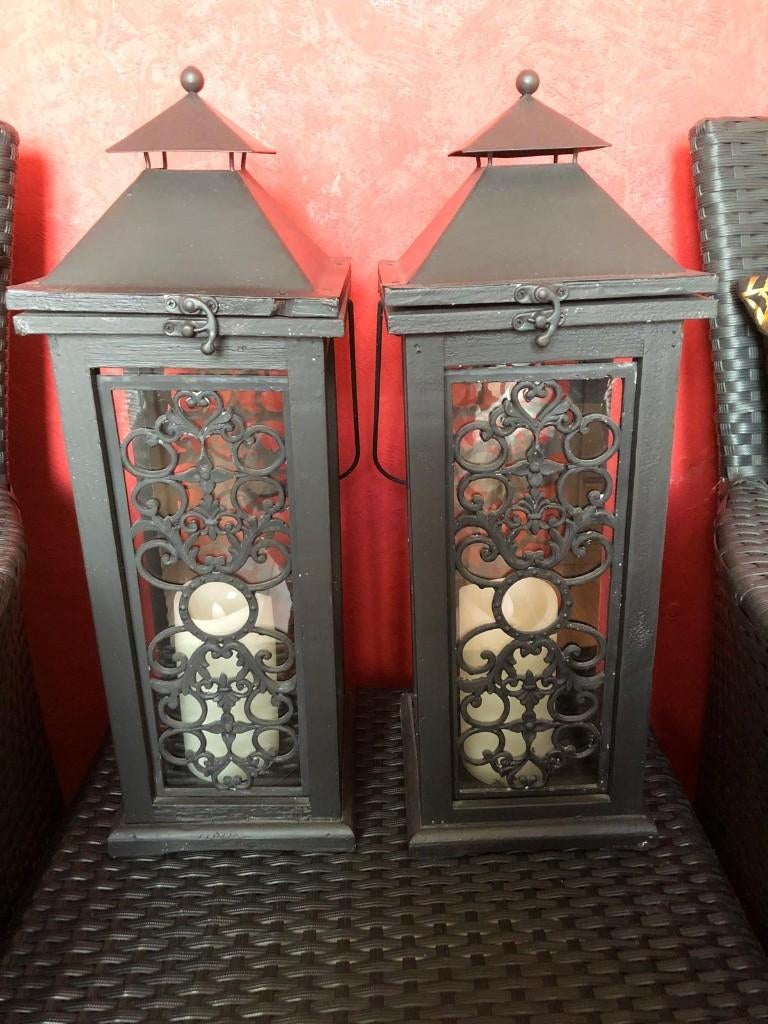 Windlichten met kaars op timer, Ophalen, Zwart, Overige materialen, Minder dan 25 cm