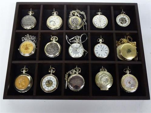 A6077. Unieke collectie van 16 zakhorloges inclusief opbergb, Sieraden, Tassen en Uiterlijk, Horloges | Antiek, Overige merken