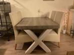 4 heerlijke eetstoelen leer Creme goede hogere zitting., Ophalen, Gebruikt, Overige kleuren, Leer