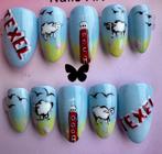 Press-on nagels, texel, kunstnagels maat medium, kort, Sieraden, Tassen en Uiterlijk, Ophalen of Verzenden, Zo goed als nieuw