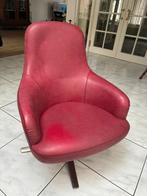Bordeaux rode leren stoel, Huis en Inrichting, Fauteuils, Ophalen, Gebruikt, 50 tot 75 cm, Leer