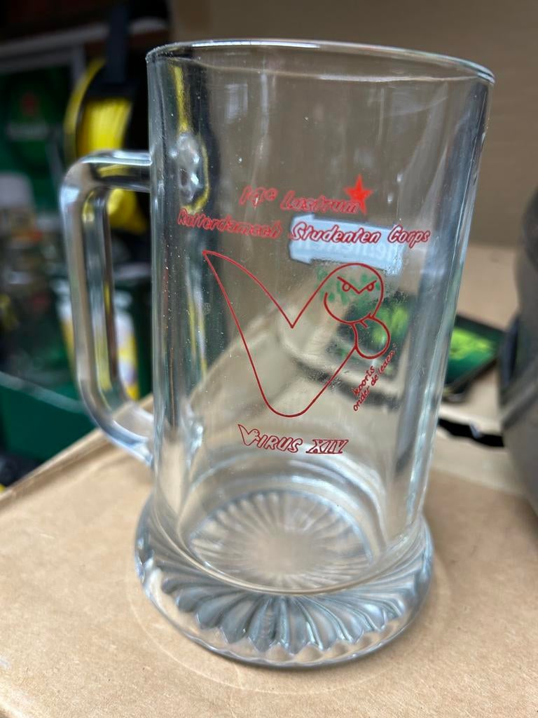 Heineken dubbeldruk pul glas, Verzamelen, Ophalen, Zo goed als nieuw, Pul(len), Heineken