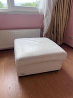 Witte lederen poef, Huis en Inrichting, Gebruikt, Vierkant, Ophalen of Verzenden, 50 tot 75 cm