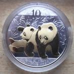 China, Panda 2010 verguld - 1 Oz. puur zilver, Ophalen of Verzenden, Oost-Azië, Losse munt, Zilver