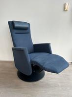 Prominent Toscana Sta-op Relaxfauteuil Blauwe Stof M/L, Huis en Inrichting, Fauteuils, Verzenden, Zo goed als nieuw, Stof, Minder dan 50 cm