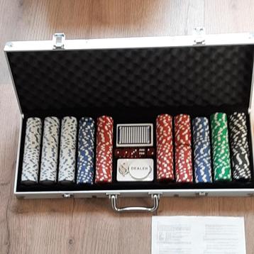 🃏Z.G.A.N. Pokerkoffer 500 chips + alle benodigdheden🏷️€30- beschikbaar voor biedingen