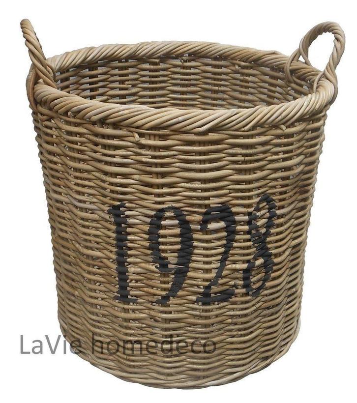 Ronde rieten XL mand 1928, Huis en Inrichting, Woonaccessoires | Schalen en Manden, Nieuw, Rond, Riet, Verzenden
