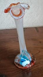 oranje en blauwe witte bloemen vaas, Antiek en Kunst, Ophalen of Verzenden