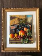 3D Fruitstilleven Schilderij met Goudkleurige Lijst 30x35cm, Antiek en Kunst, Ophalen