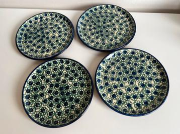 Set 4 Vintage Bunzlau Castle Ontbijtborden Blauw Bloem 60’s beschikbaar voor biedingen
