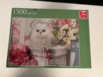 puzzel  Jumbo witte kat in een mand nieuw 1500 stukjes, Ophalen of Verzenden, 500 t/m 1500 stukjes, Nieuw, Legpuzzel