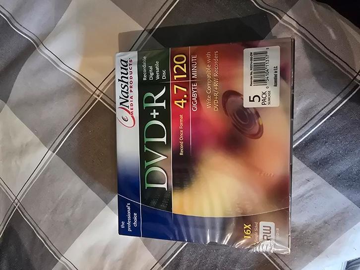 Nashua 5-pack DVD+R slimcase.  2 x 5-pack, Computers en Software, Beschrijfbare discs, Nieuw, Dvd, Ophalen of Verzenden