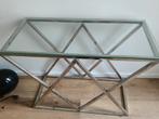 Glazen Opzettafel met Metalen Onderstel, Gebruikt, 55 tot 75 cm, Glas, Modern