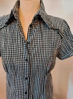 Vintage blouse zwart/wit, maat L, Ophalen of Verzenden, Zo goed als nieuw, Zwart