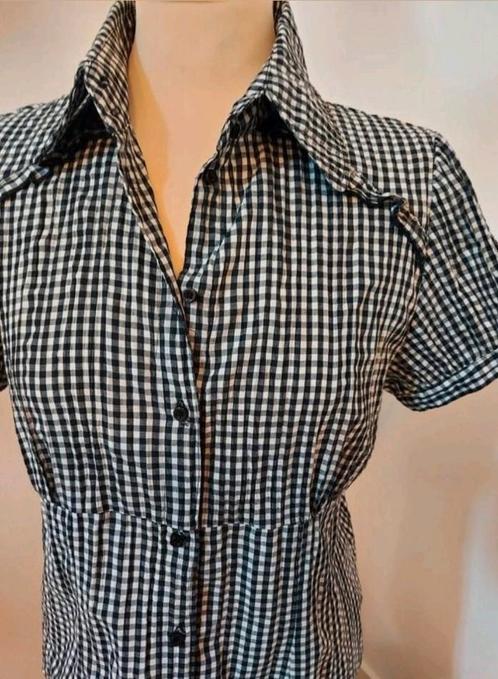 Vintage blouse zwart/wit, maat L, Kleding | Dames, Blouses en Tunieken, Zo goed als nieuw, Zwart, Ophalen of Verzenden