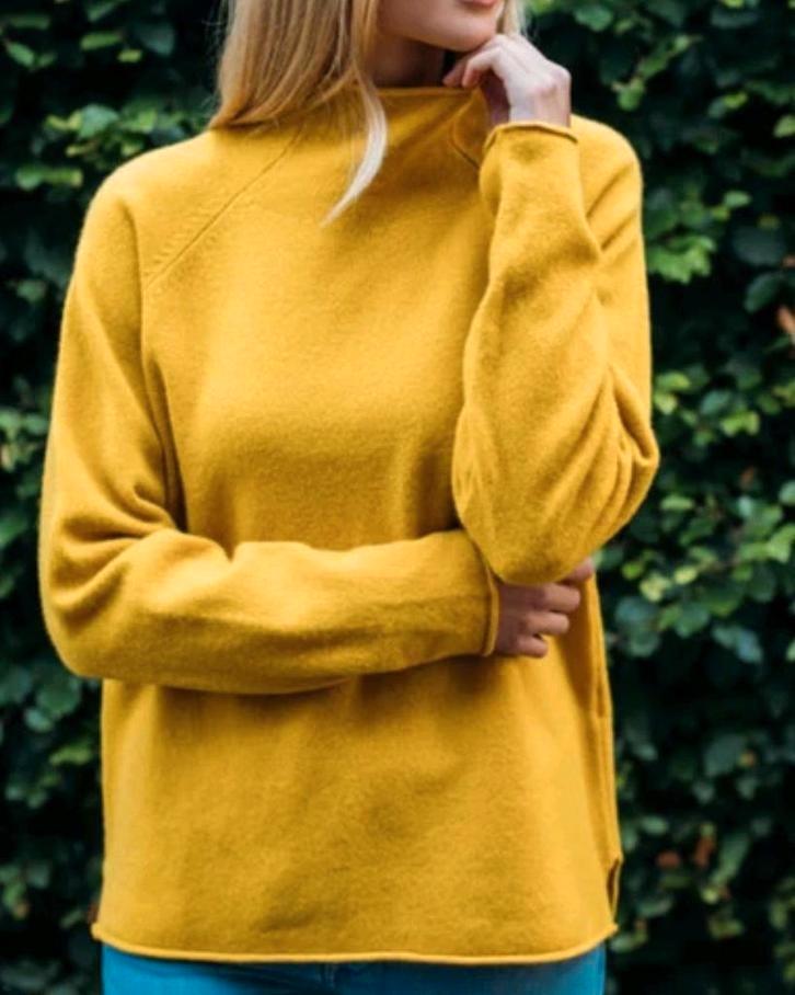 Mooie lamswollentrui Eribé Corry Raglan S, Kleding | Dames, Truien en Vesten, Zo goed als nieuw, Maat 38/40 (M), Geel, Ophalen of Verzenden