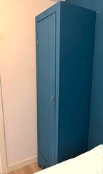 Massief houten blauw geverfde kinderkast, Gebruikt, Minder dan 75 cm, 50 tot 70 cm, 105 cm of meer