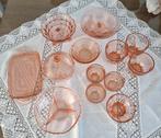 Vintage roze glas schalen borden, Ophalen of Verzenden