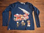Blauwe longsleeve met Lego brandweer print maat 134-140, Kinderen en Baby's, Lego, Ophalen of Verzenden, Zo goed als nieuw, Shirt of Longsleeve