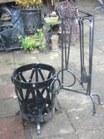 Haardplaat haardscherm haardstel blaaspijp pook tang enz..., Antiek en Kunst, Ophalen
