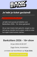 Bankzitters Kaartjes 2x 16+ Show, Twee personen, Januari
