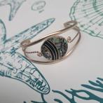 Vintage Zilveren Armband met Abalone Inlay, Sieraden, Tassen en Uiterlijk, Armbanden, Gebruikt, Ophalen of Verzenden, Met bedels of kralen