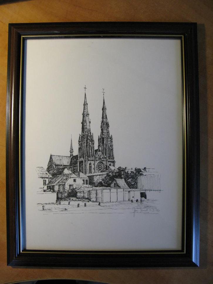 ets Jac. Strick Smalle Haven en St.-Catharinakerk Eindhoven, Antiek en Kunst, Kunst | Etsen en Gravures, Ophalen of Verzenden