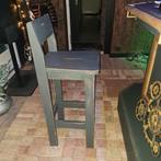 Houten barkruk met rugleuning, Gebruikt, Met voetsteun, 60 tot 90 cm, Ophalen of Verzenden