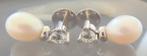 Top! 14 krt bicolor oorstekers met parel ,spinel en briljant, Goud, Knopjes of Stekers, Goud, Met edelsteen