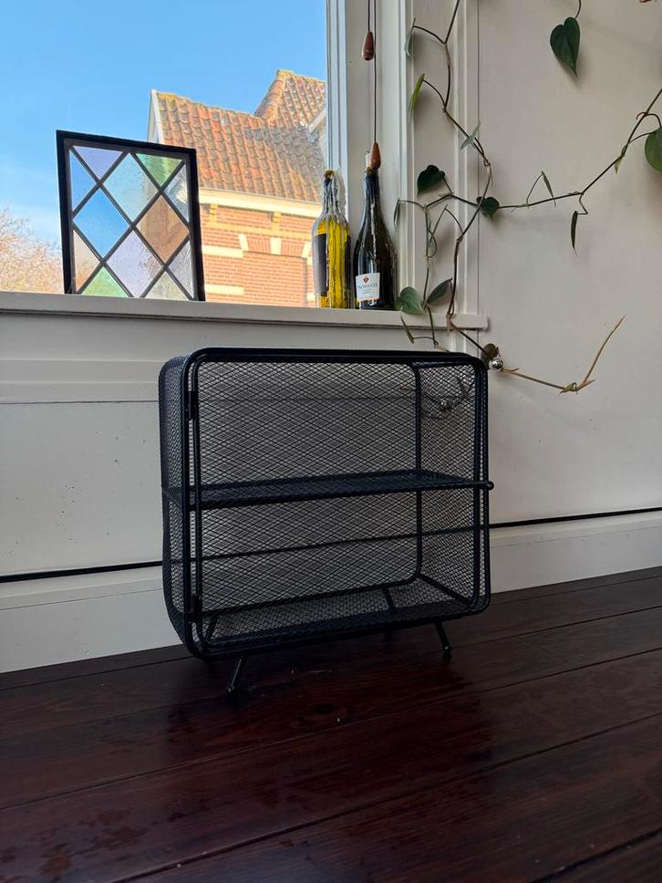 Retro Stalen Nachtkastje - Zwart, Huis en Inrichting, Slaapkamer | Slaapbanken, Gebruikt, 70 cm of minder, Eenpersoons, Zwart