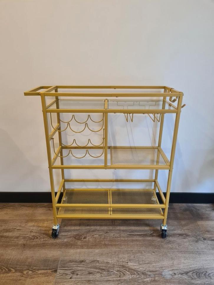 Gouden Wijn Bar Cart, Huis en Inrichting, Kasten | Schoenenrekken, Zo goed als nieuw, Ophalen