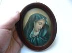 Antiek Madonna portret achter bolglas in lijst, Ophalen of Verzenden