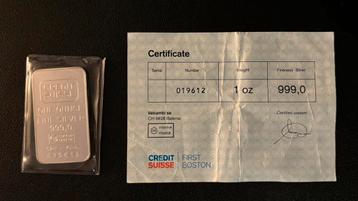 Credit Suisse - One Ounce Baar beschikbaar voor biedingen