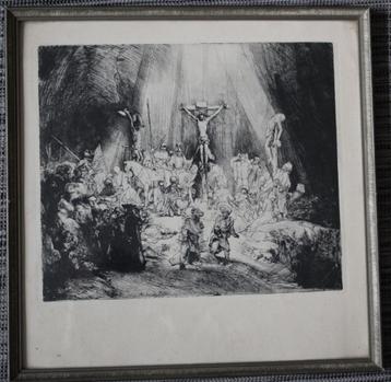 Fraaie prent van Rembrandt. De kruisiging van Jezus. beschikbaar voor biedingen