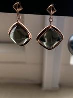 Ti Sento oorbellen zwarte steen met rosegoud, Sieraden, Tassen en Uiterlijk, Oorbellen, Verzenden, Zo goed als nieuw, Zwart, Zilver