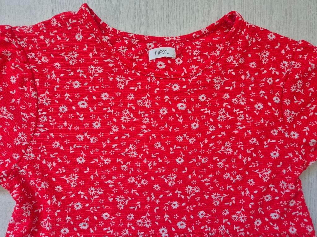 NEXT, zomerjurkje ( rood met witte bloemetjes) maat 140, Ophalen of Verzenden, Zo goed als nieuw, Meisje, Jurk of Rok