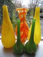 Glas glazen vaas geel oranje groen ca 48 cm en ca 36 cm hoog, Ophalen, Gebruikt, Glas, Minder dan 50 cm