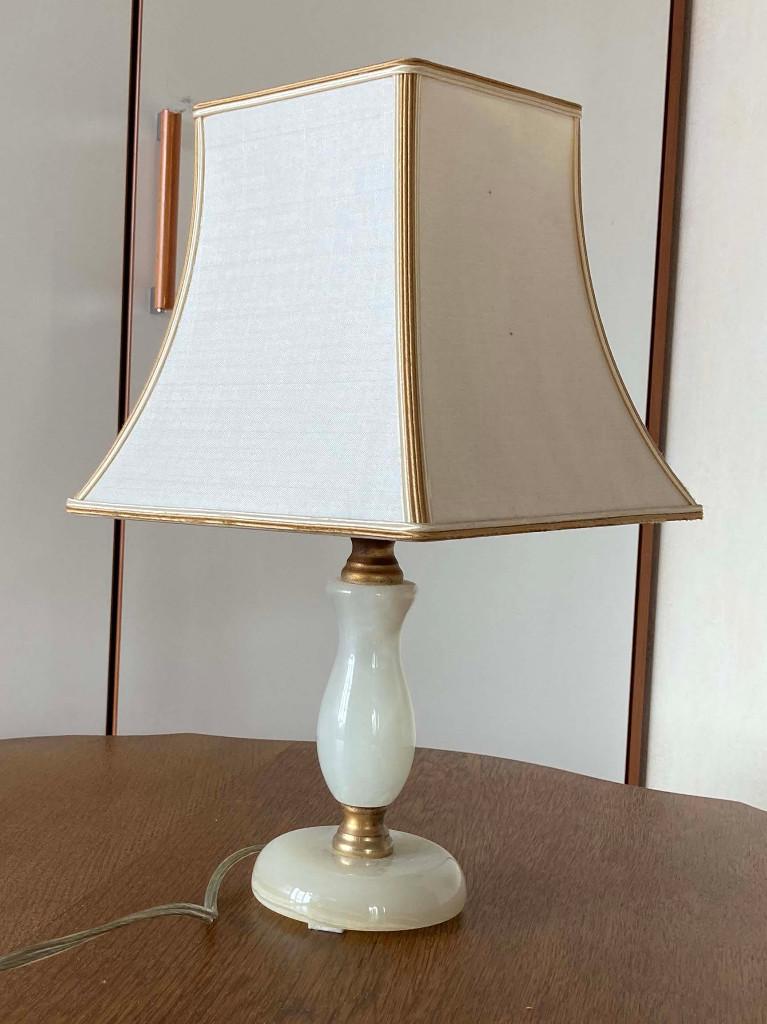 Schemerlamp H: 35,5 cm met wit marmeren voet, Ophalen, Gebruikt, Minder dan 50 cm