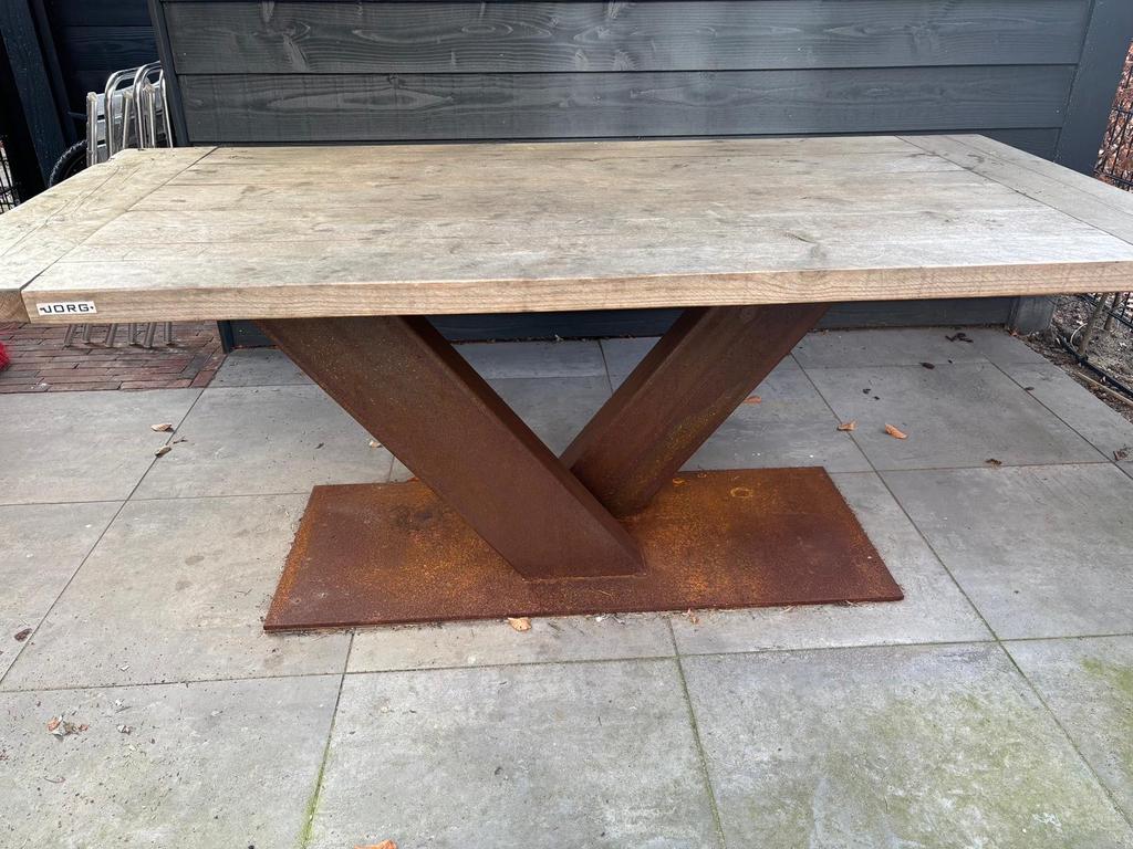 Steigerhouten tuintafel van Jorg, Tuin en Terras, Tuintafels, Gebruikt, Rechthoekig, Hout, Ophalen