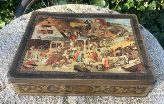Vintage De Beukelaer Koekblik - Bruegel's Spreekwoorden, Verzamelen, Ophalen of Verzenden, Gebruikt, Koek(jes), Overige merken