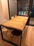 Keukentafel 160cm met 6 kuipstoelen en kussentjes, Huis en Inrichting, Tafels | Eettafels, Ophalen, Gebruikt, Overige houtsoorten