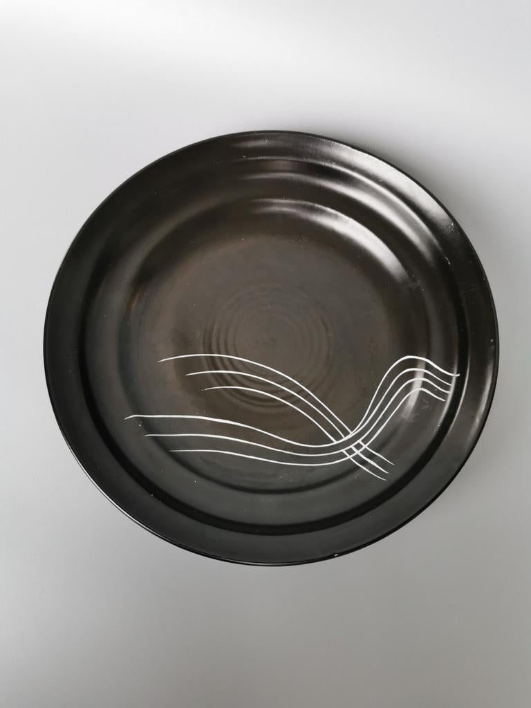 Zwart wit decor keramiek schaal Gouda Flora ?, Antiek en Kunst, Verzenden