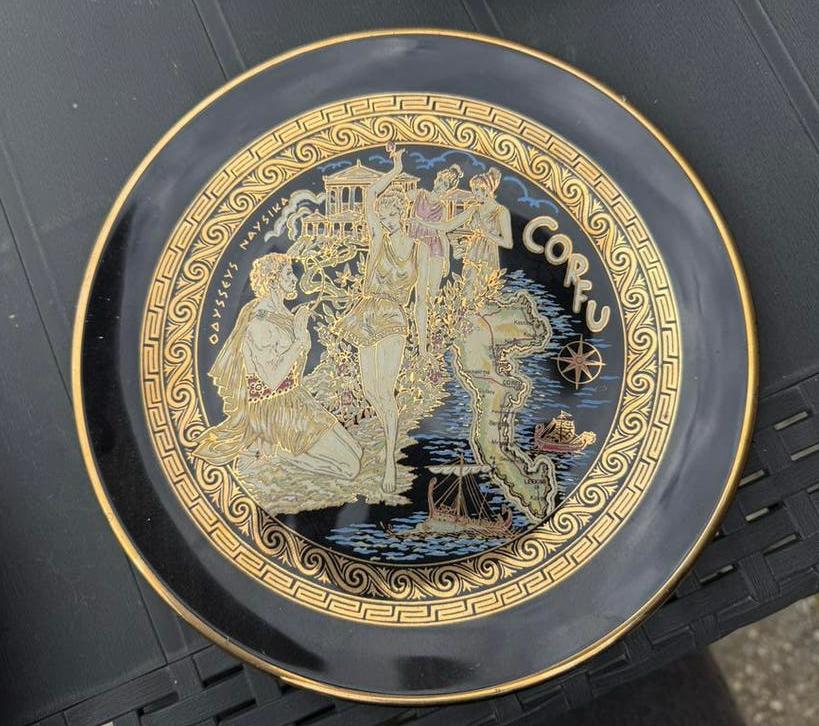 Corfu bordje 24k goud, Ophalen of Verzenden