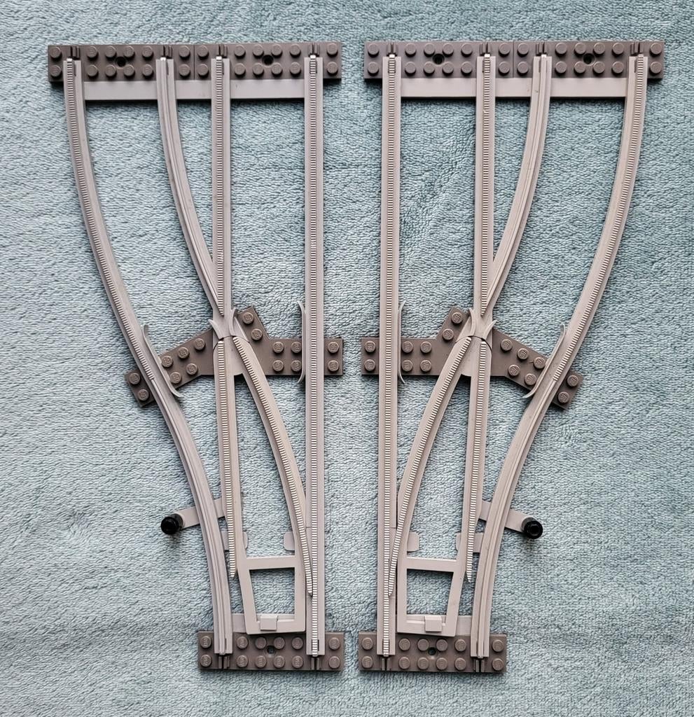 Lego trein 4,5 Volt grijze rails wissels (hand bediend), Ophalen of Verzenden, Gebruikt, Complete set, Lego