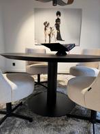 Luxe Ronde massief eikenhouten zwarte tafel 150 rond, Huis en Inrichting, Tafels | Eettafels, Ophalen, Zo goed als nieuw, Rond