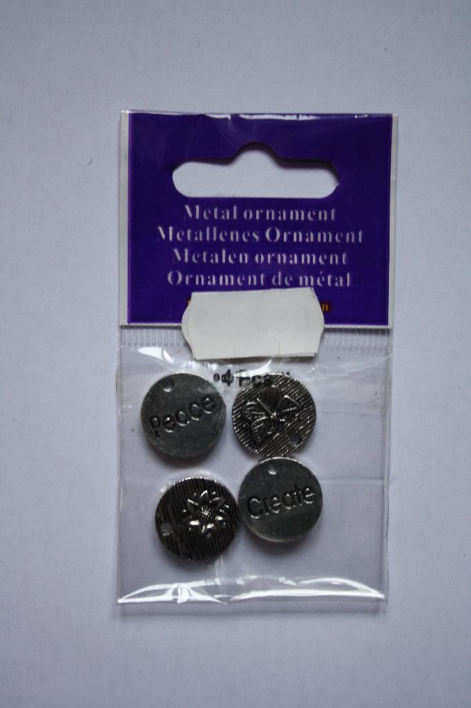 1 zakje a 4 stuks metalen ornamentjes, Ophalen of Verzenden, Nieuw, Hanger