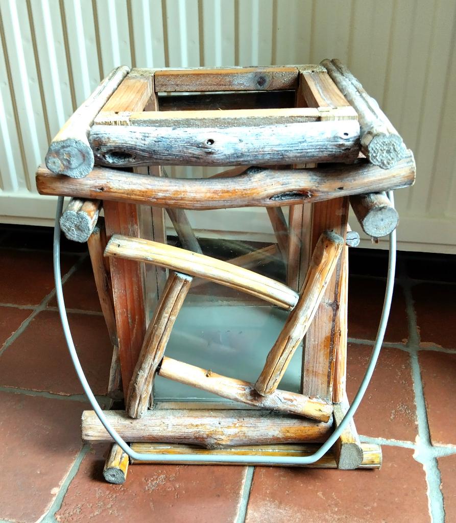 Windlicht hout, Ophalen of Verzenden, Zo goed als nieuw, Hout, 25 tot 50 cm